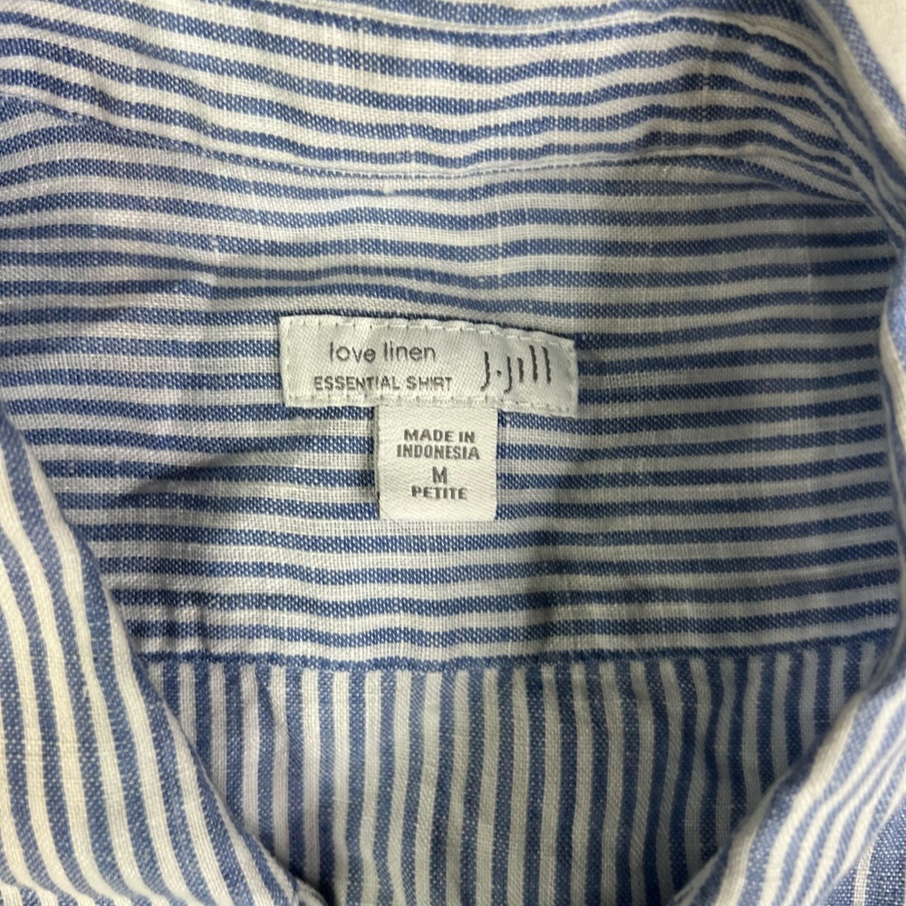 J Jill Shirt Women's Mp Love Linen Button Up Striped Coastal Ladies A030125 - Picture 3 of 4